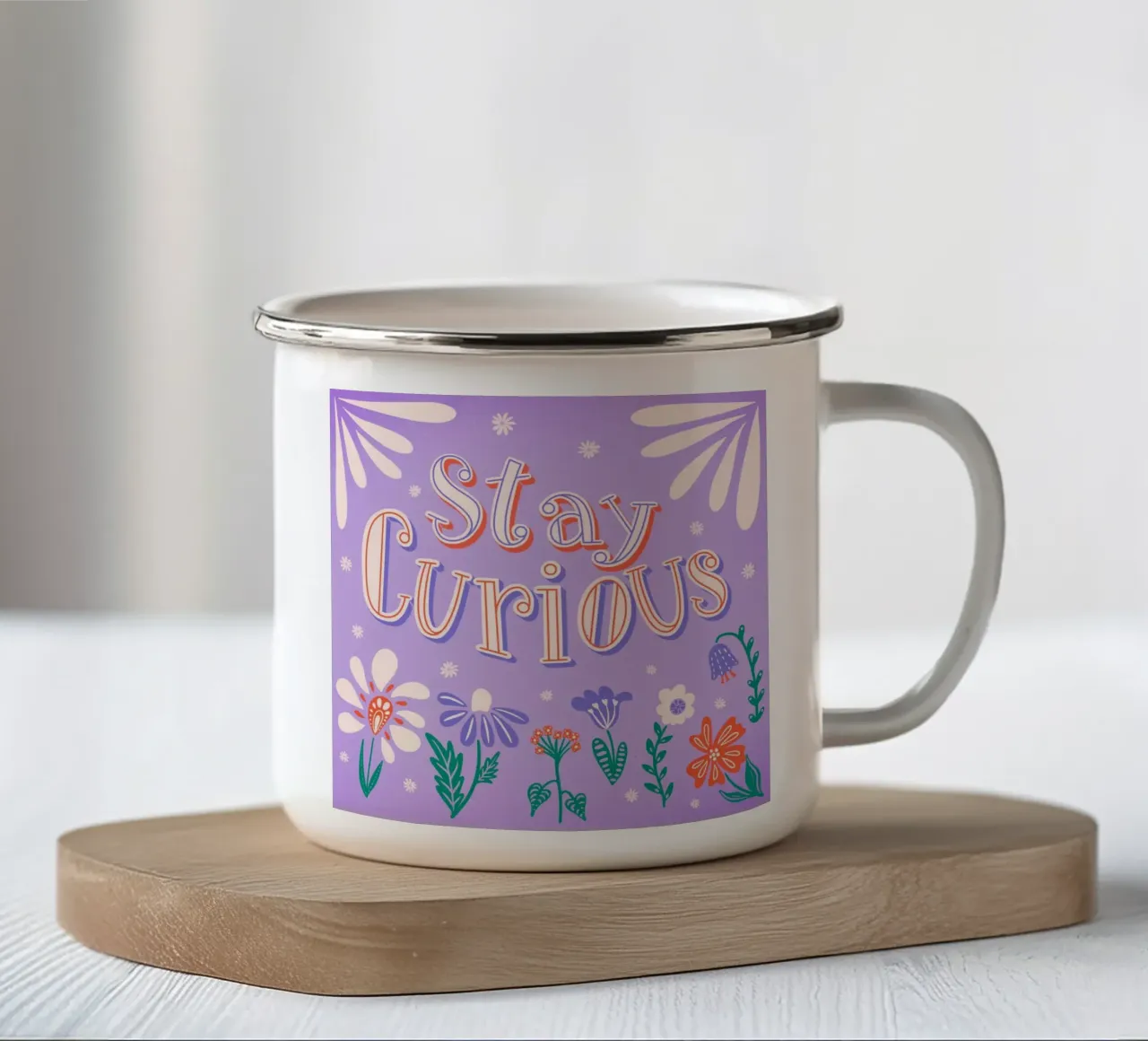 rimanere curiosi tazza in smalto da nicigabrieldesigns