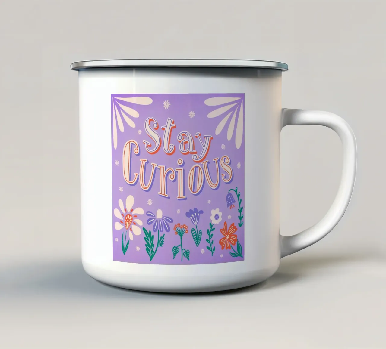 rimanere curiosi tazza in smalto da nicigabrieldesigns