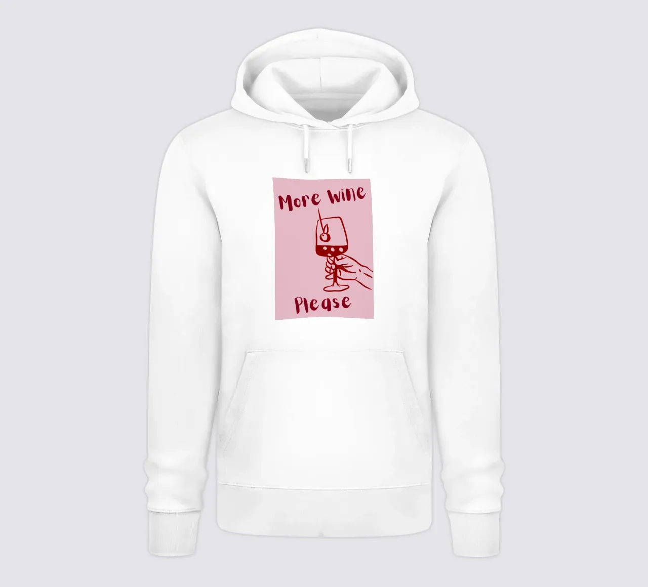 More Wine Please Illustrazione minimale in rosso e rosa felpa con cappuccio da The Art Club