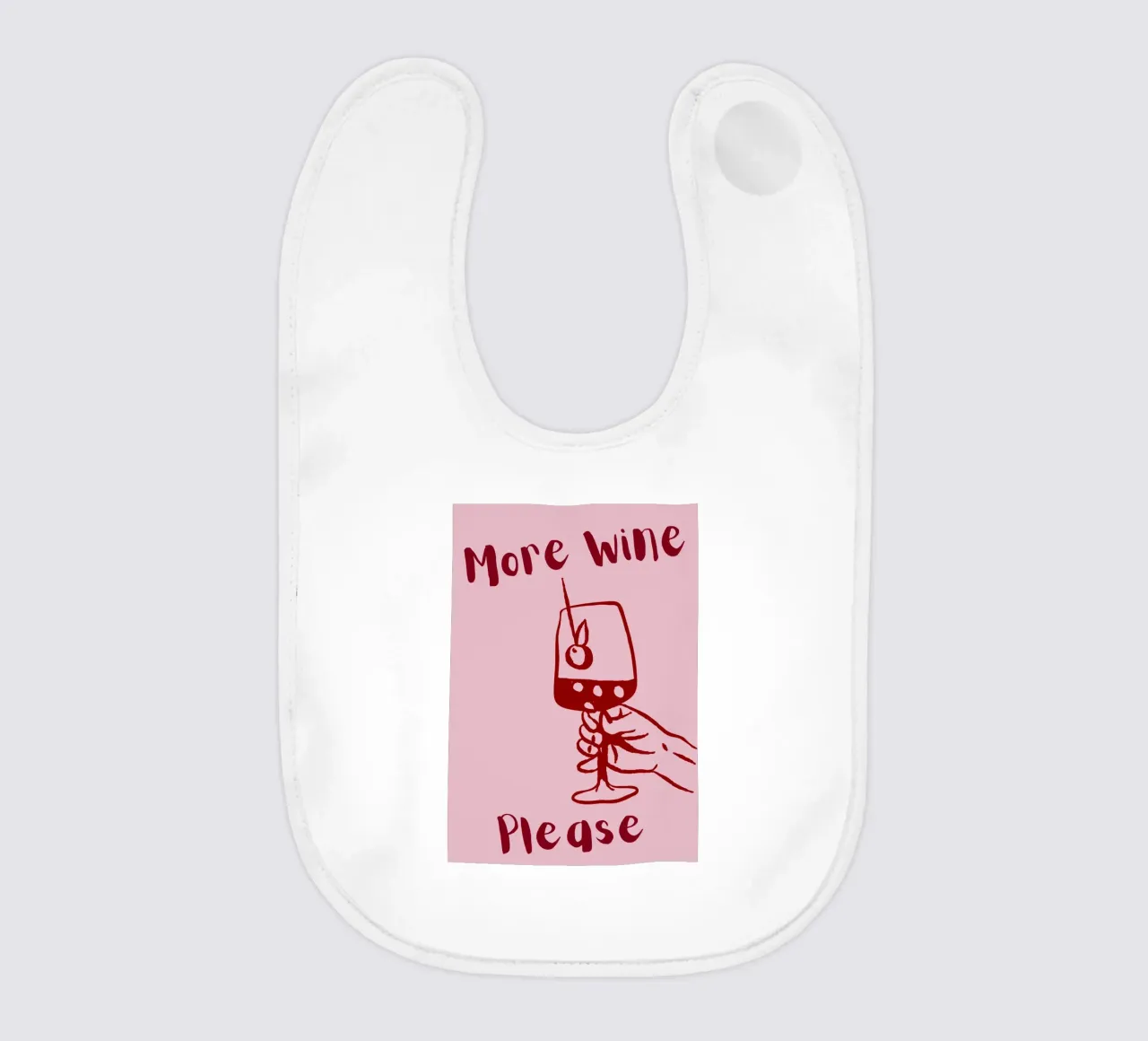 More Wine Please Illustrazione minimale in rosso e rosa bavaglino da The Art Club