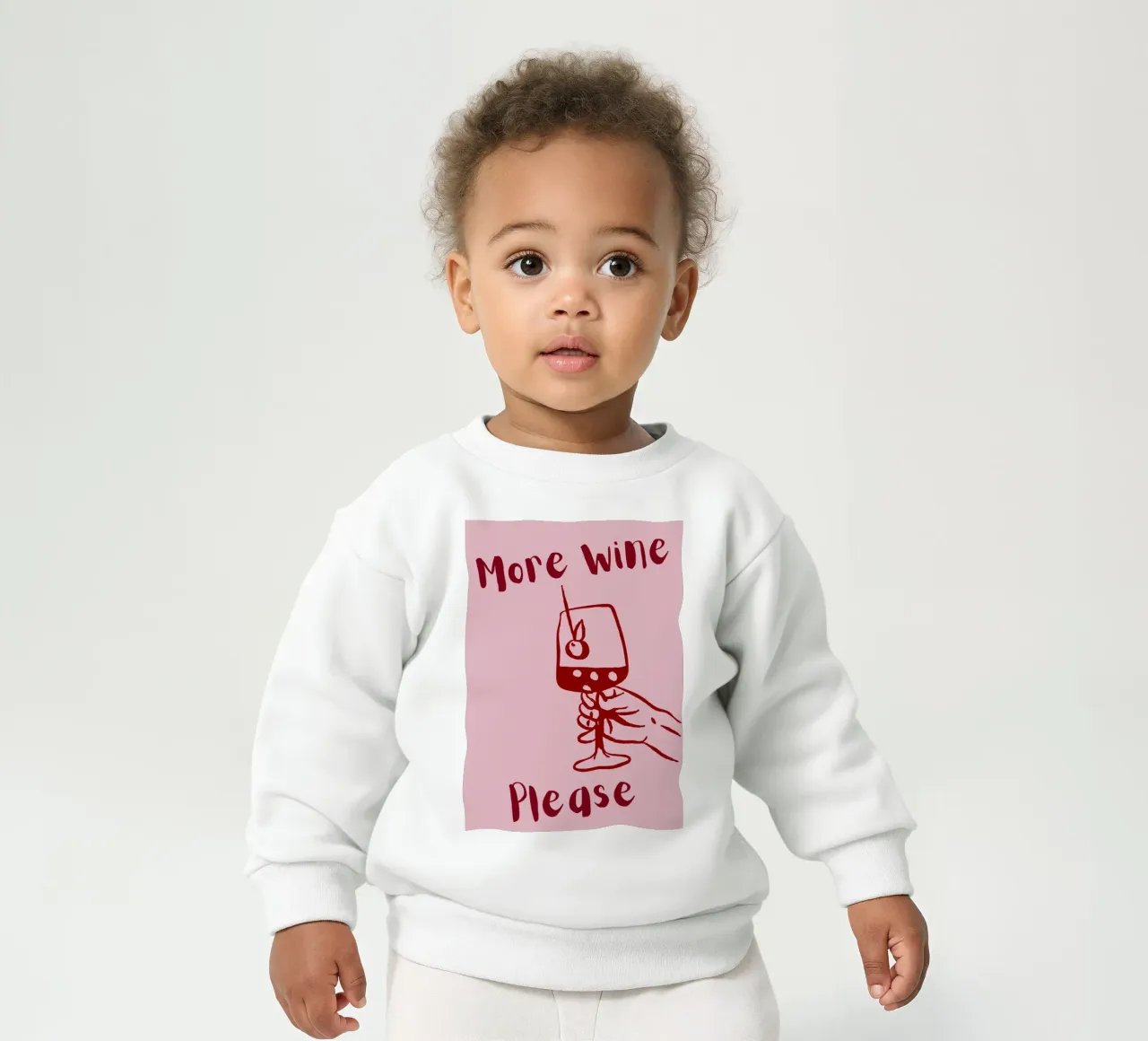 More Wine Please Illustrazione minimale in rosso e rosa felpa neonato da The Art Club