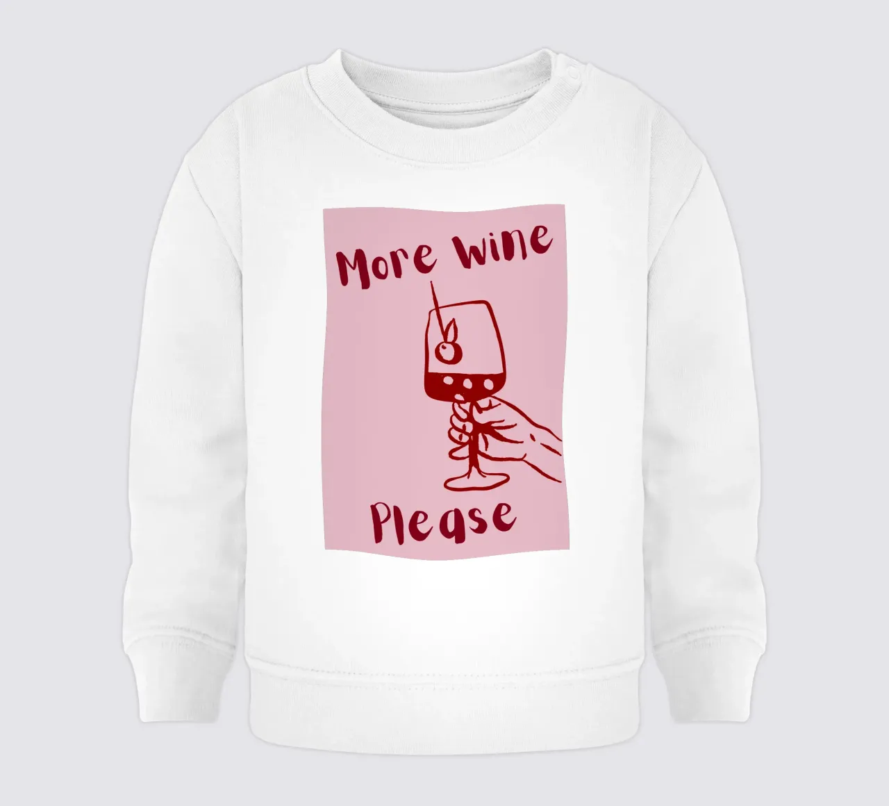 More Wine Please Illustrazione minimale in rosso e rosa felpa neonato da The Art Club
