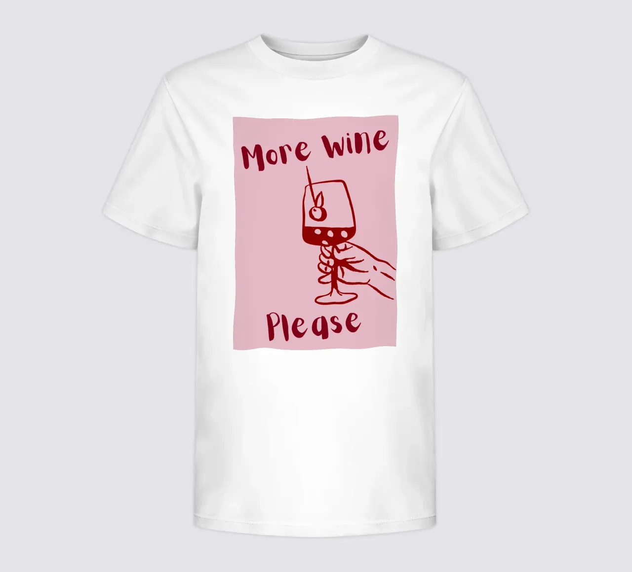 More Wine Please Illustrazione minimale in rosso e rosa t-shirt bambini da The Art Club