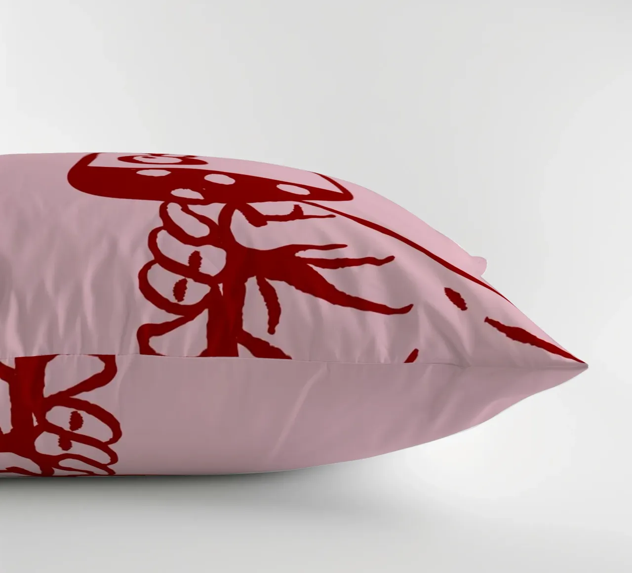 More Wine Please Illustrazione minimale in rosso e rosa cuscino da The Art Club
