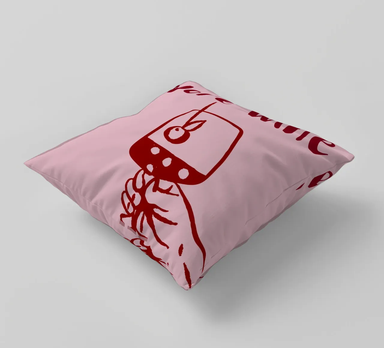 More Wine Please Illustrazione minimale in rosso e rosa cuscino da The Art Club