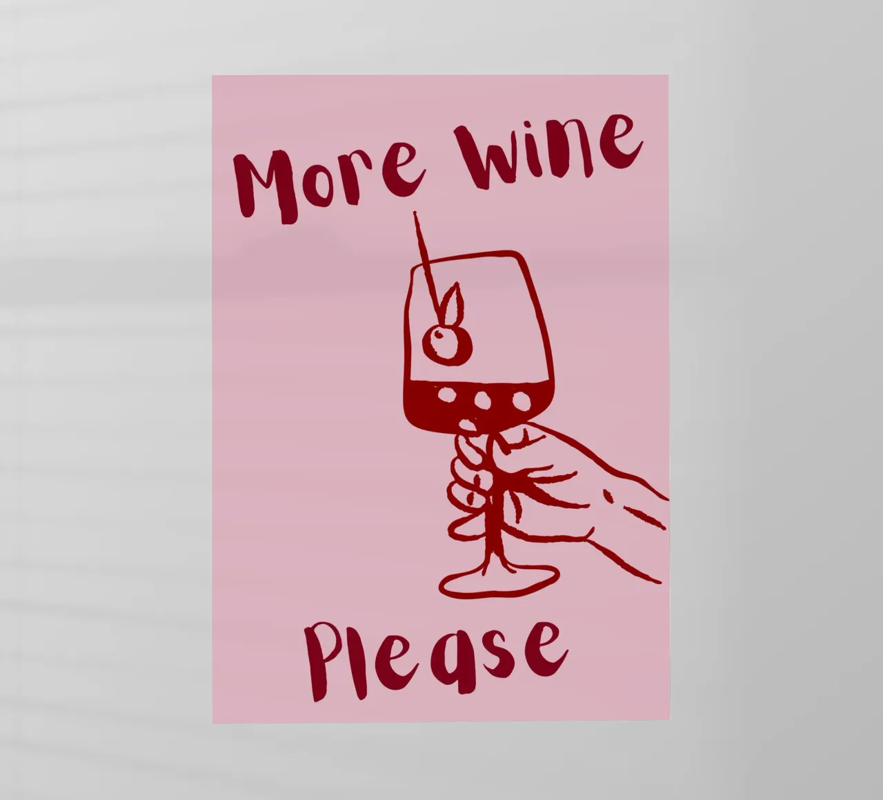 More Wine Please Illustrazione minimale in rosso e rosa pellicola backlit da The Art Club