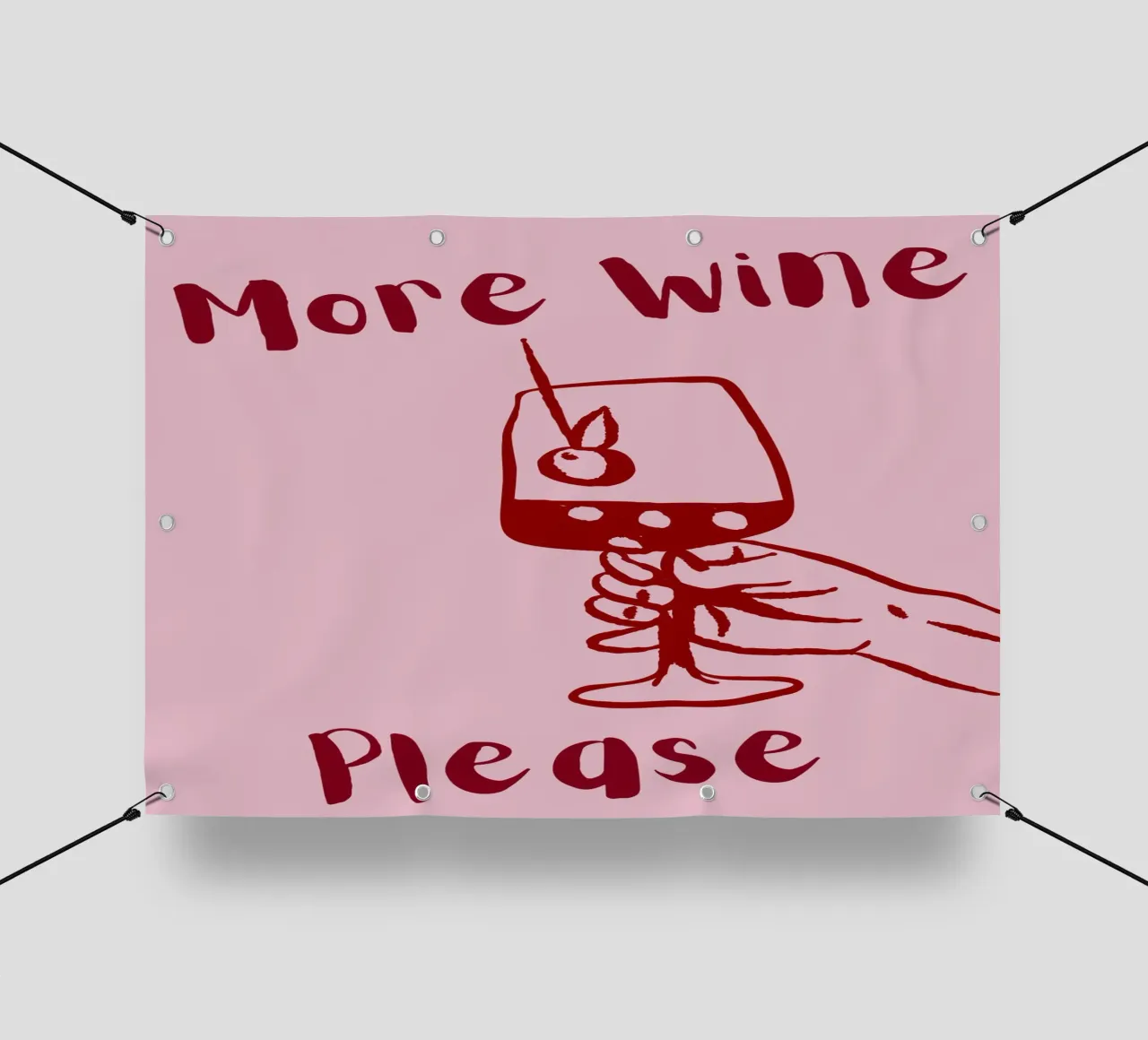 More Wine Please Illustrazione minimale in rosso e rosa telo in pvc da The Art Club
