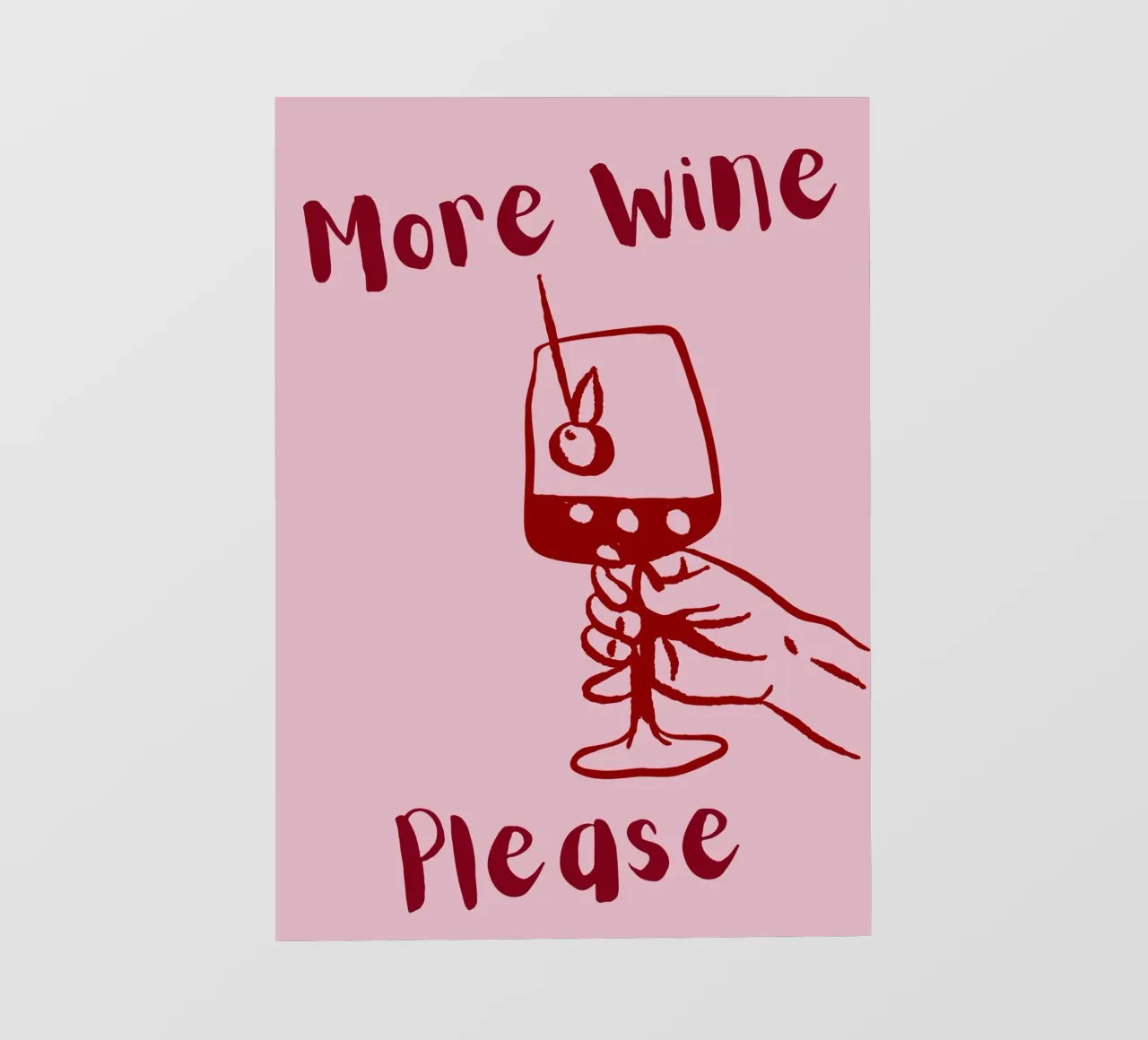 More Wine Please Illustrazione minimale in rosso e rosa telo in pvc da The Art Club