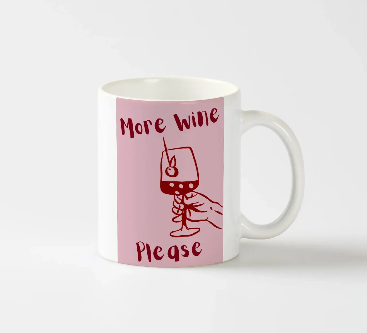 More Wine Please Illustrazione minimale in rosso e rosa tazza in ceramica da The Art Club