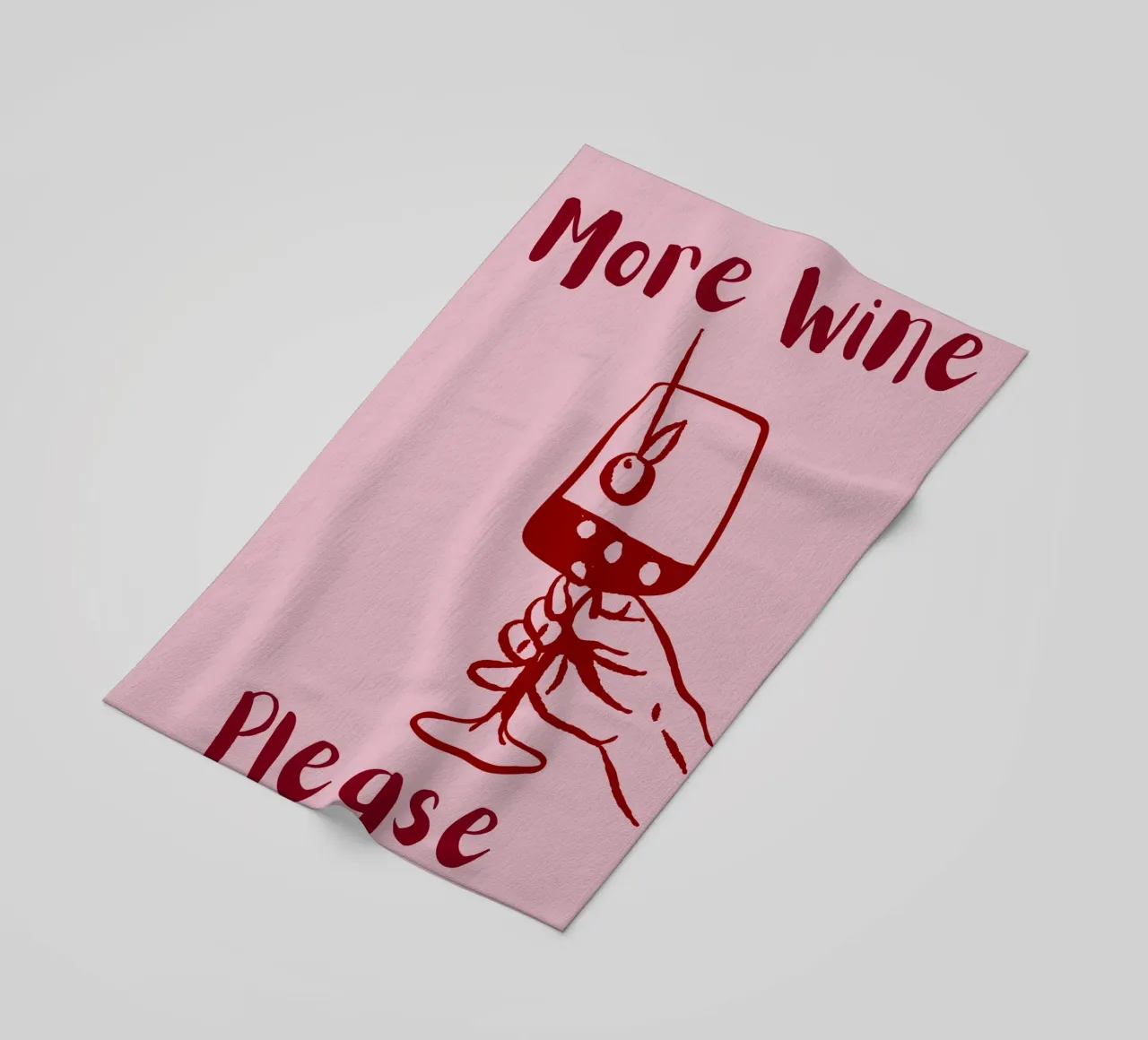 More Wine Please Illustrazione minimale in rosso e rosa telo mare da The Art Club