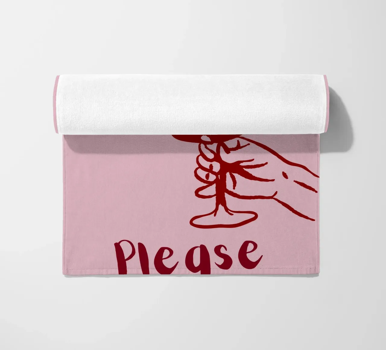 More Wine Please Illustrazione minimale in rosso e rosa telo mare da The Art Club