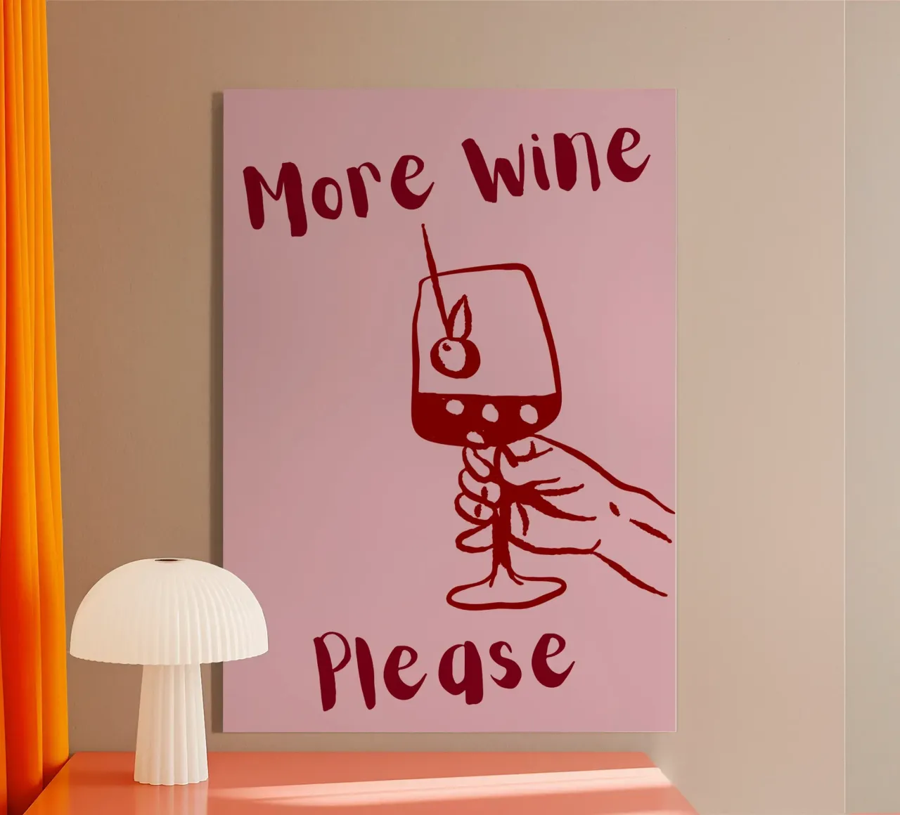 More Wine Please Illustrazione minimale in rosso e rosa plexiglass da The Art Club