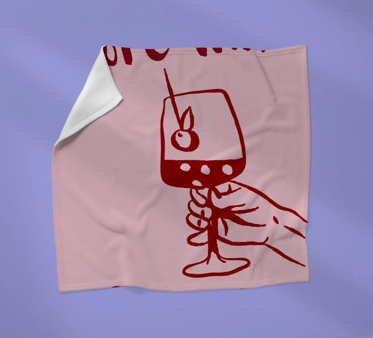 More Wine Please Illustrazione minimale in rosso e rosa coperta in pile da The Art Club