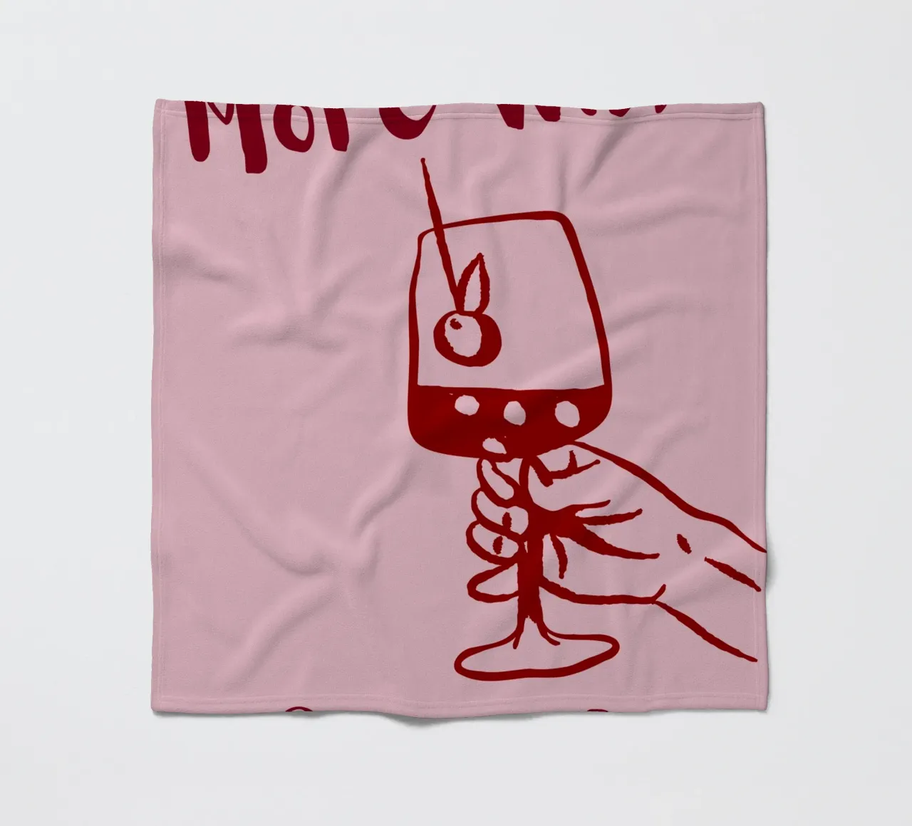 More Wine Please Illustrazione minimale in rosso e rosa coperta in pile da The Art Club