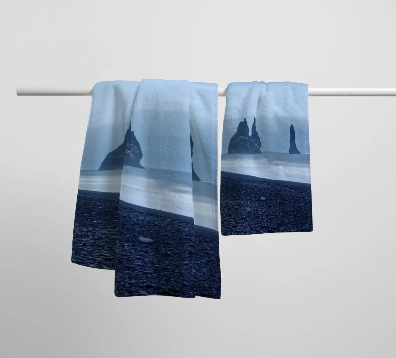 Rocks at the Icelandic coast towel by Fjöllart
