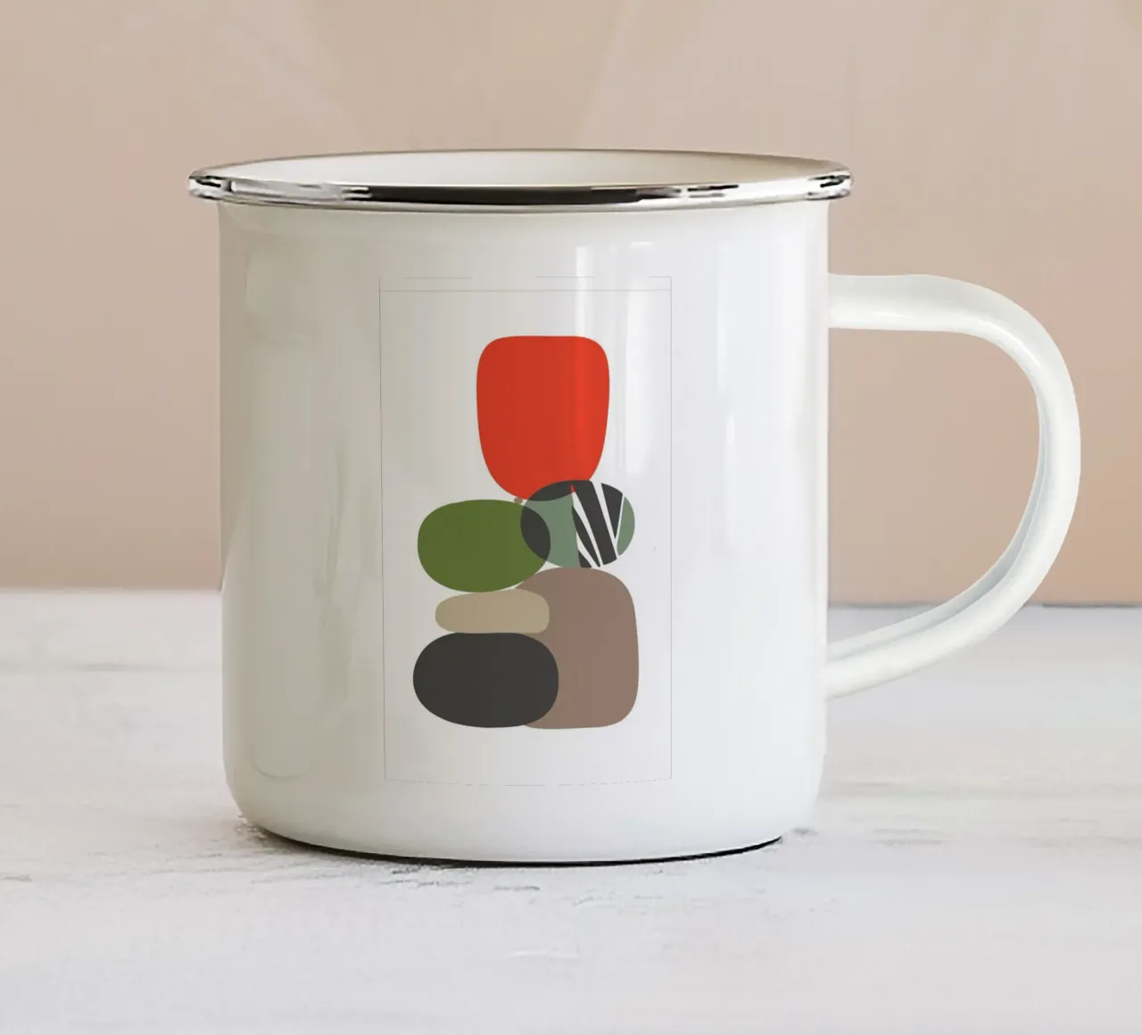 Balancing Shapes No 01 emaille mok van lazydaypaper