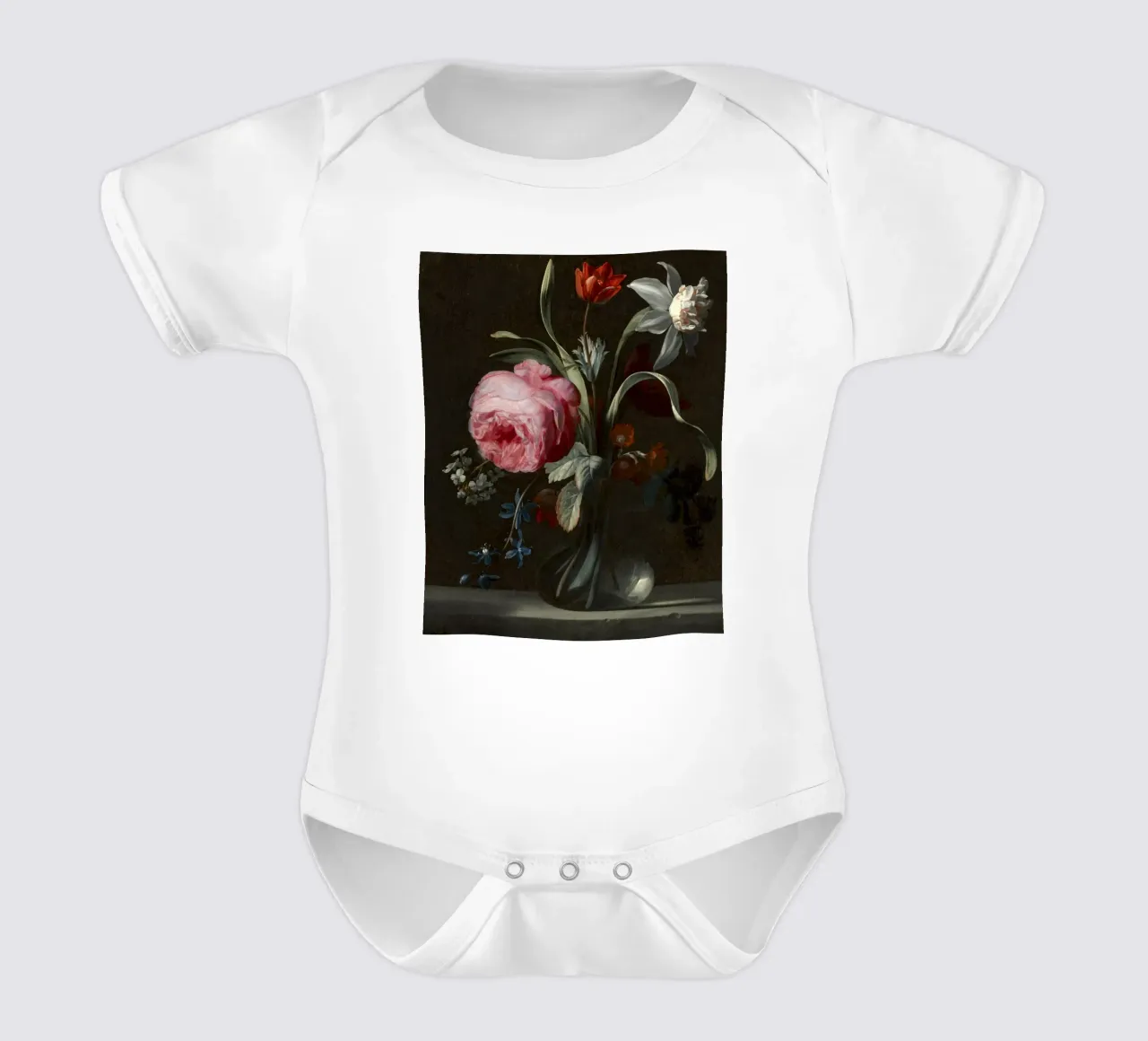 Capolavori barocchi in fiore body neonato maniche corte da Little Art Histories