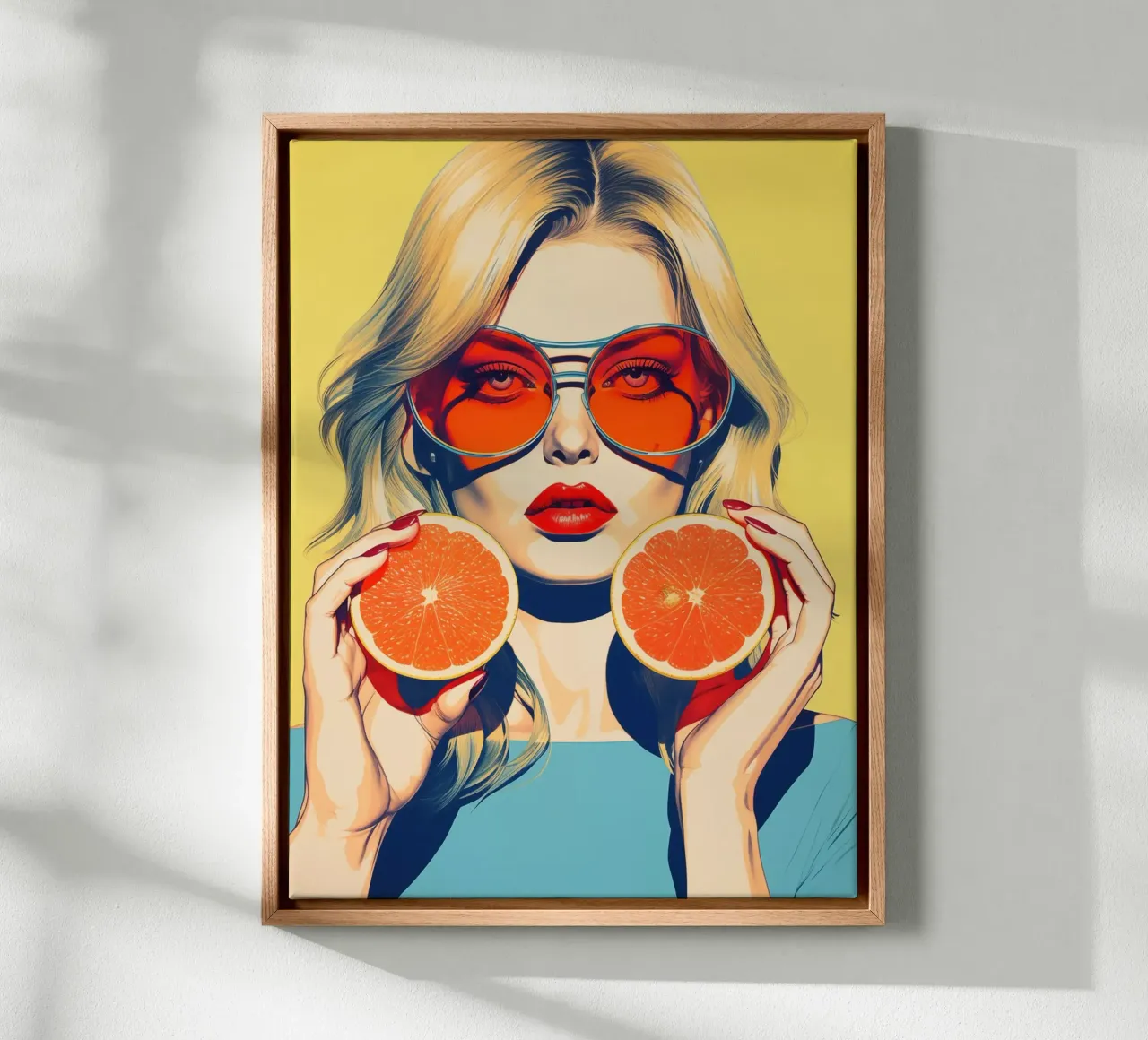 Grapefruitvrouw voor in de keuken canvas met Baklijst van Autofocus