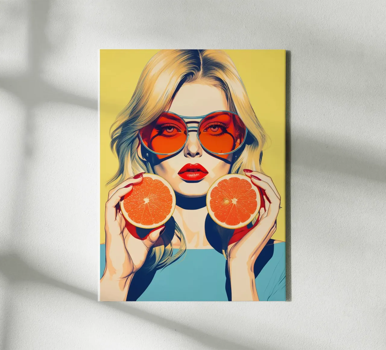 Grapefruitvrouw voor in de keuken canvas met Baklijst van Autofocus