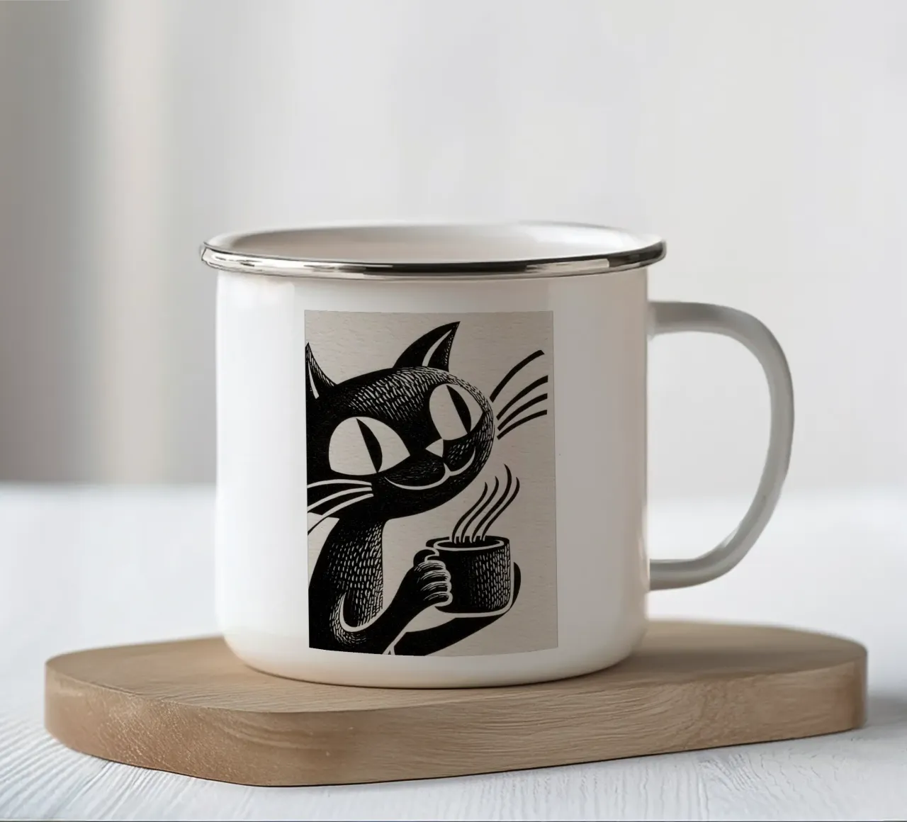 Gatto al caffè | Per i drogati di caffè e gli amanti dei gatti tazza in smalto da Autofocus