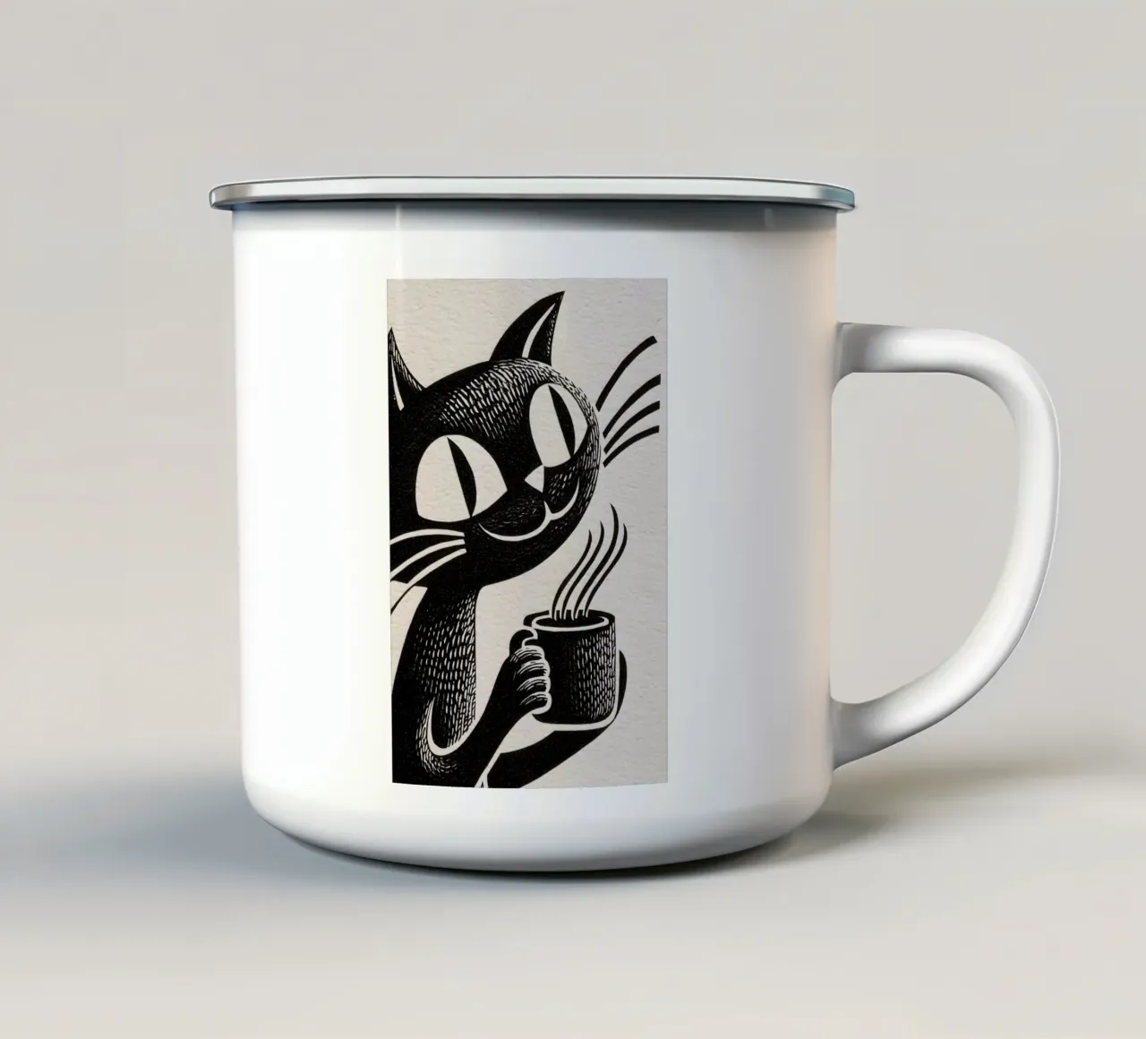 Gatto al caffè | Per i drogati di caffè e gli amanti dei gatti tazza in smalto da Autofocus