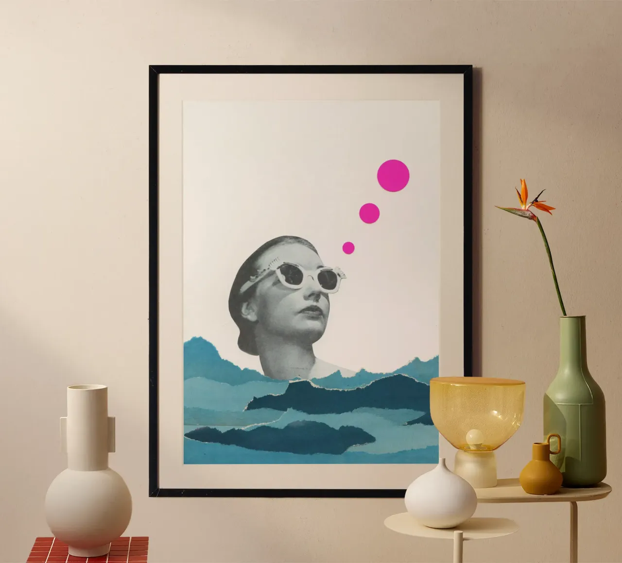 Catturare i raggi poster con telaio in legno da Cassia Beck Collage