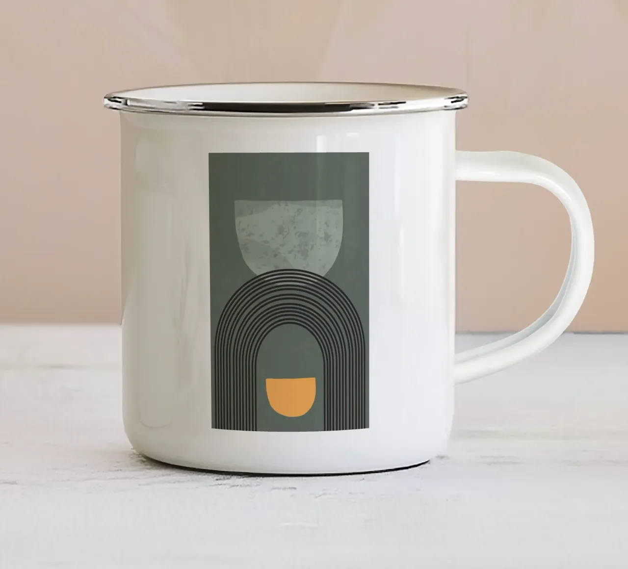 curve shape and line minimal Emaille Tasse von scoten