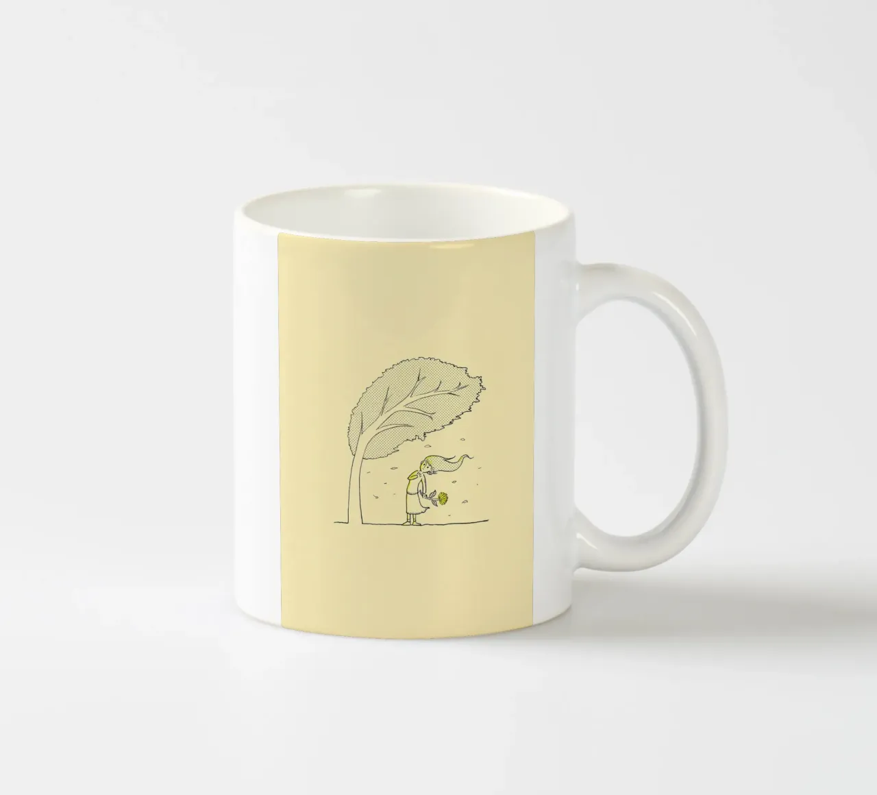 wind through tree and girl tazza in ceramica da scoten
