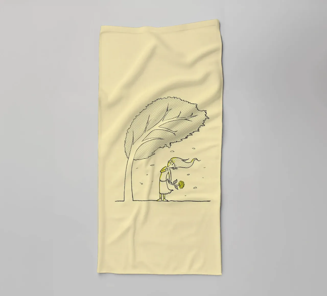 wind through tree and girl asciugamano da bagno da scoten