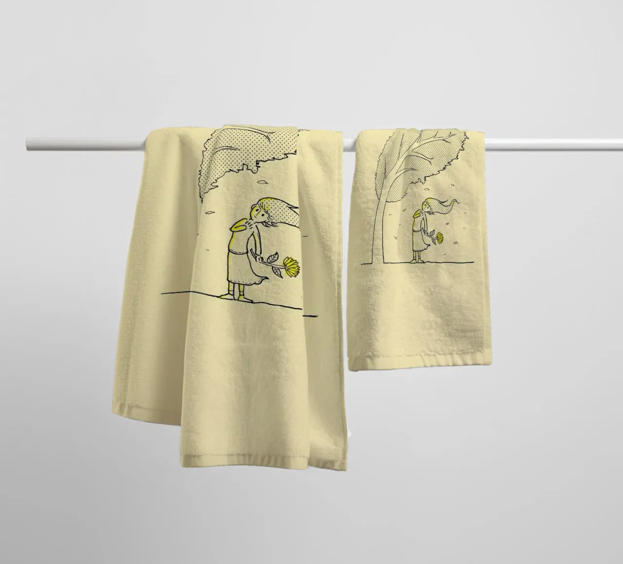 wind through tree and girl asciugamano da bagno da scoten