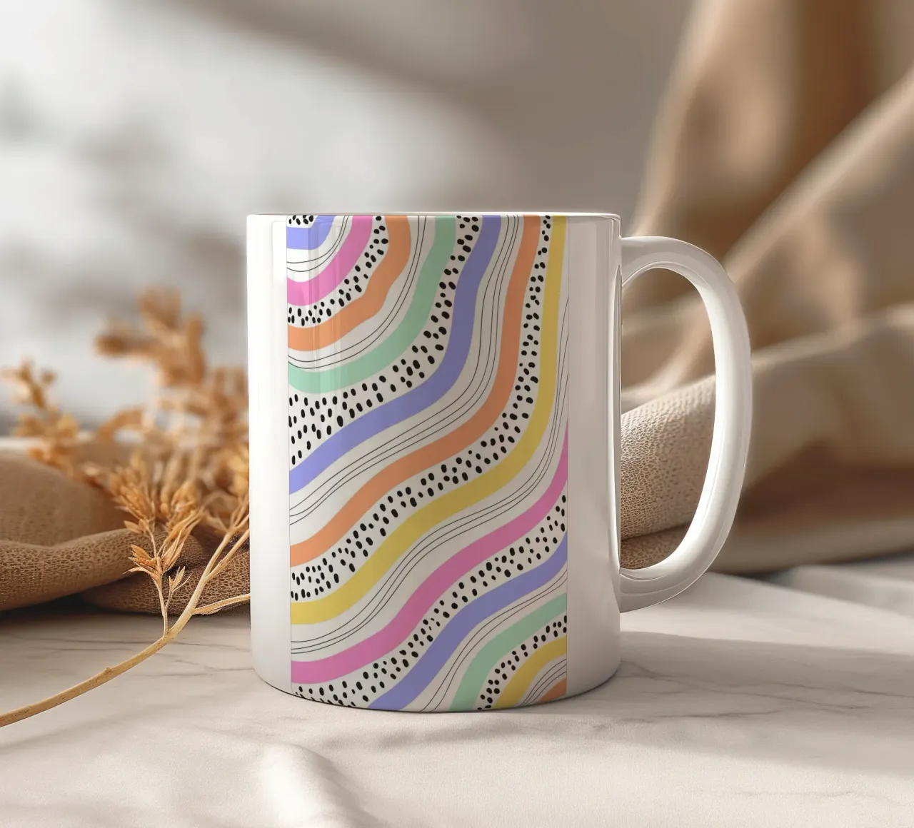curve color and dot taza de cerámica de scoten