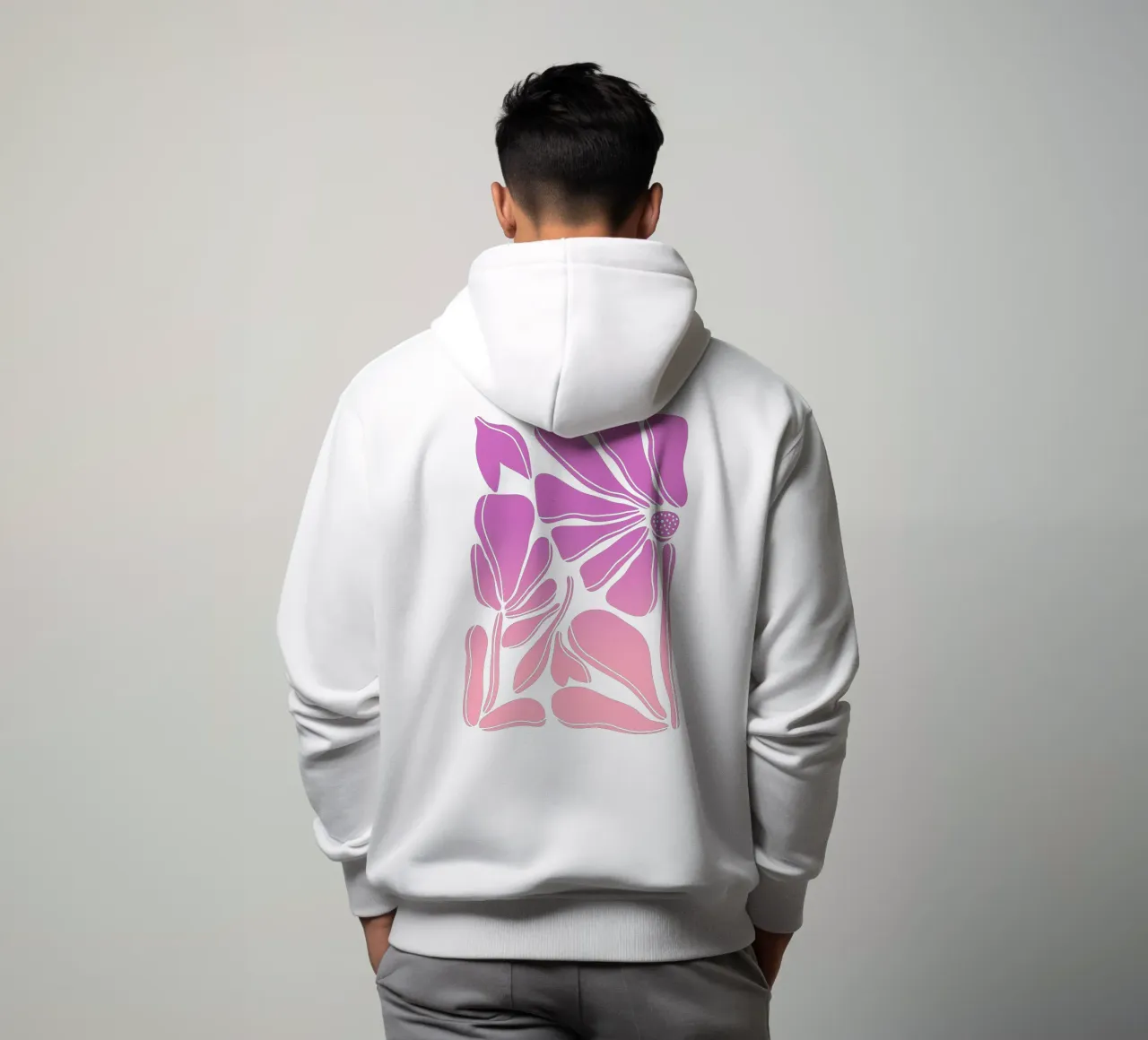Blumen gradient pink felpa con cappuccio da BAINAI STYLE