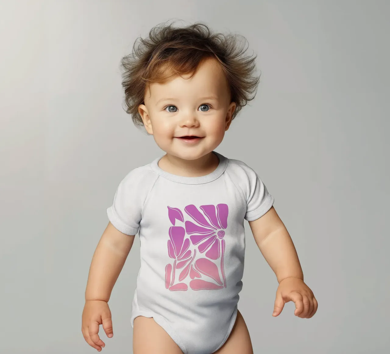 Blumen gradient pink body neonato maniche corte da BAINAI STYLE