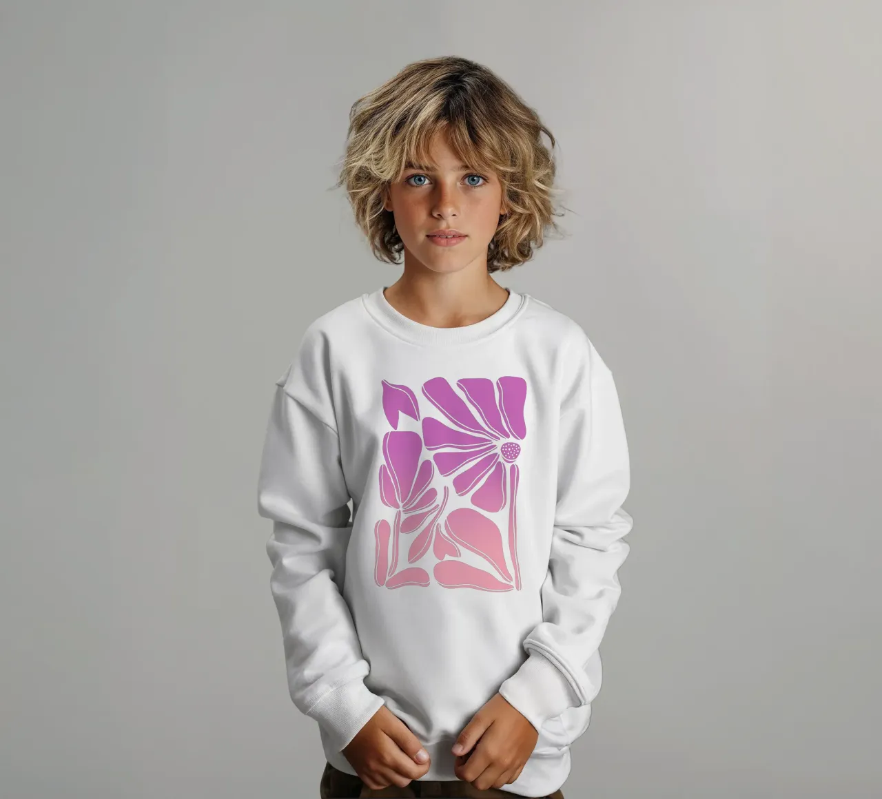 Blumen gradient pink felpa bambino da BAINAI STYLE