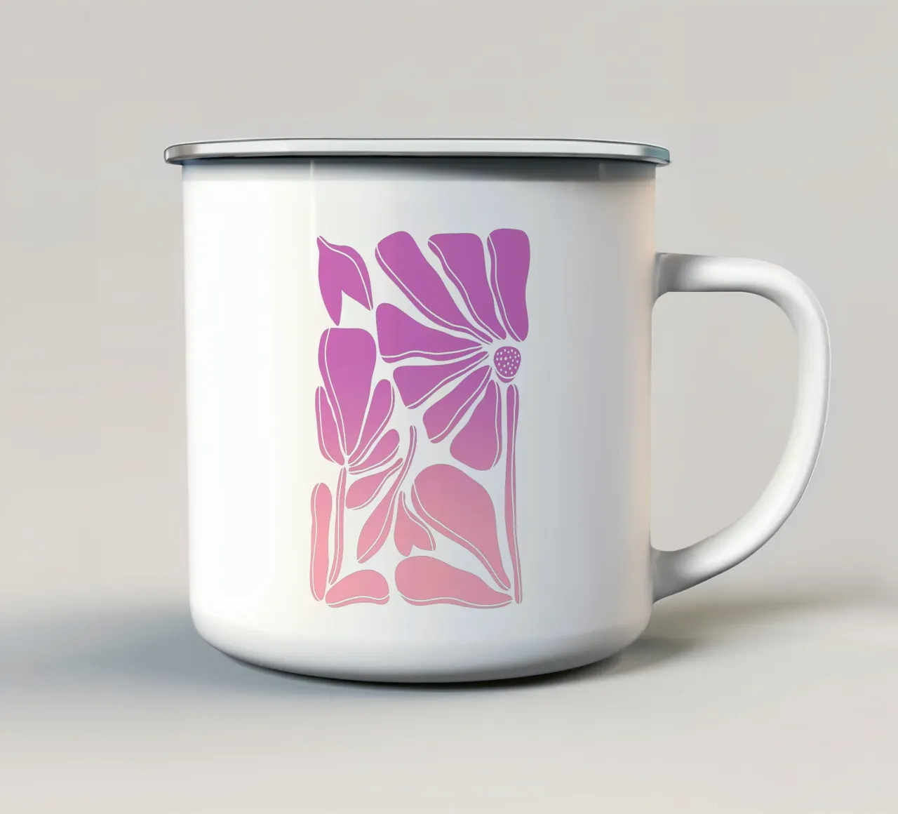 Blumen gradient pink emaille mok van BAINAI STYLE