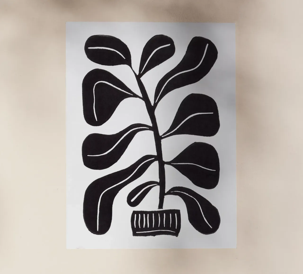 Alisa Galitsyna - Linocut Houseplant pellicola backlit da The Artcircle