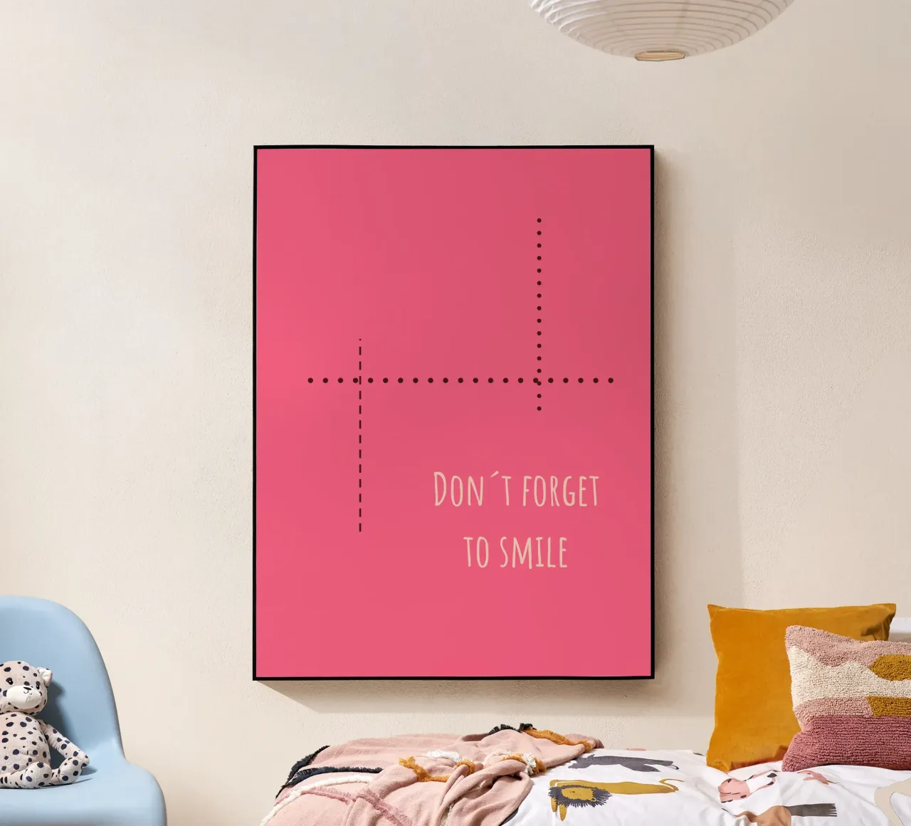 Sfondo rosa con la scritta Non dimenticare di sorridere plexiglass da Something for you