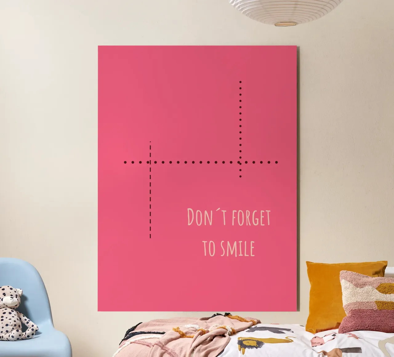 Sfondo rosa con la scritta Non dimenticare di sorridere alluminio dibond da Something for you