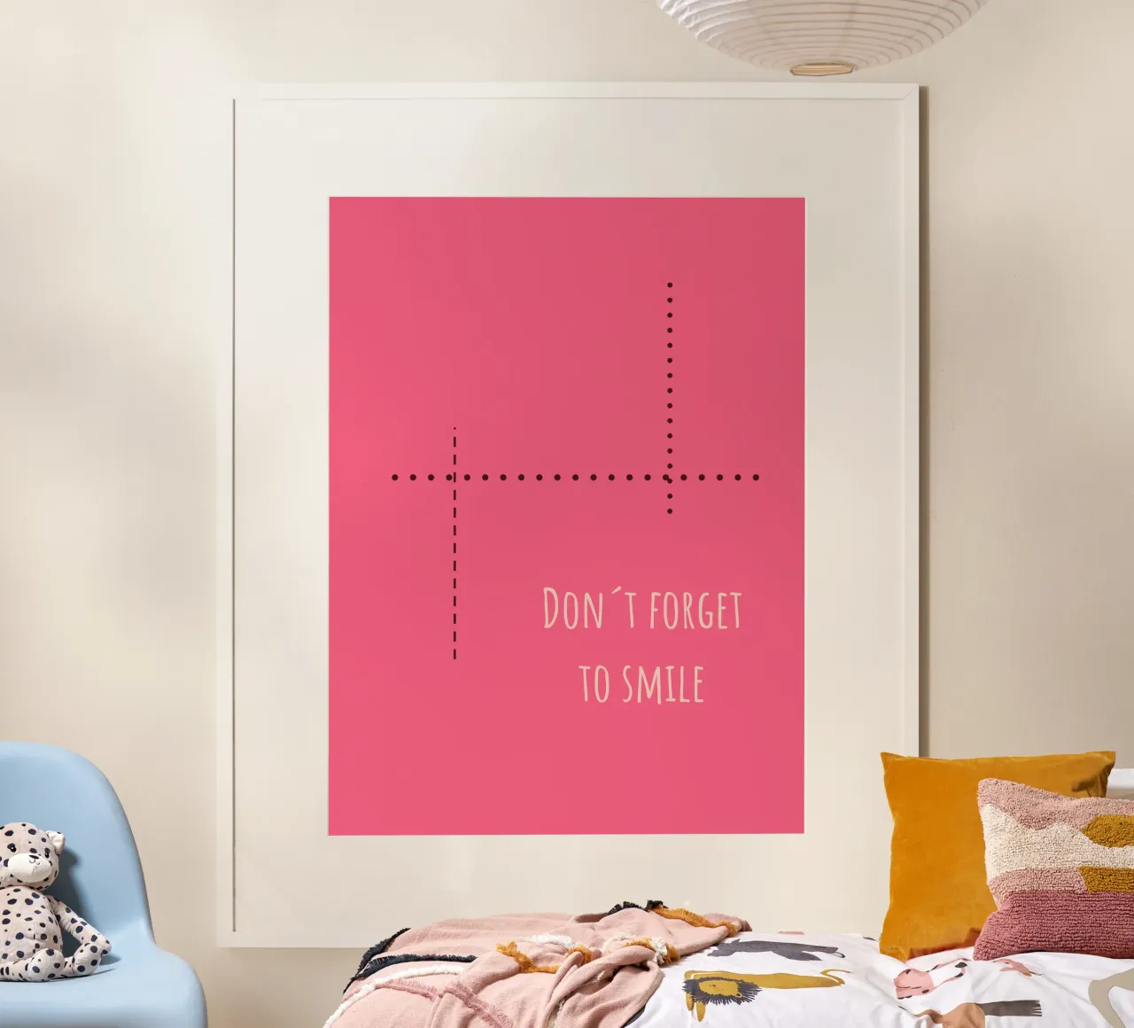 Sfondo rosa con la scritta Non dimenticare di sorridere carta hahnemühle da Something for you