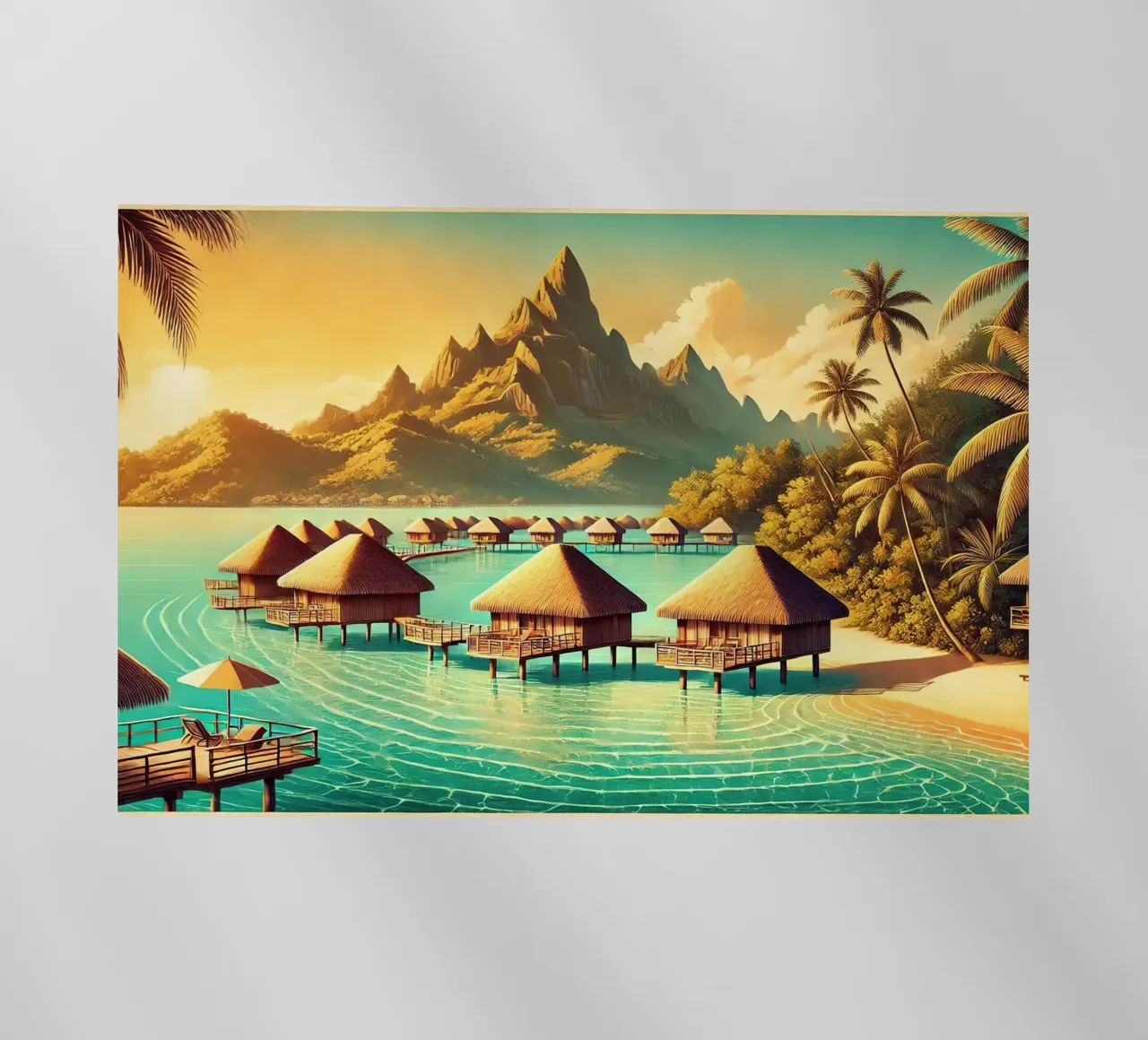 Poster d'epoca di Bora Bora, Polinesia francese pellicola backlit da Wanderlust Vibes