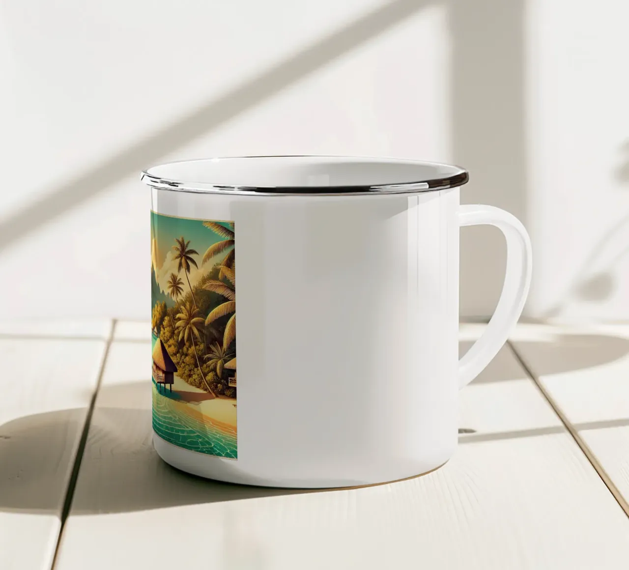 Poster d'epoca di Bora Bora, Polinesia francese tazza in smalto da Wanderlust Vibes