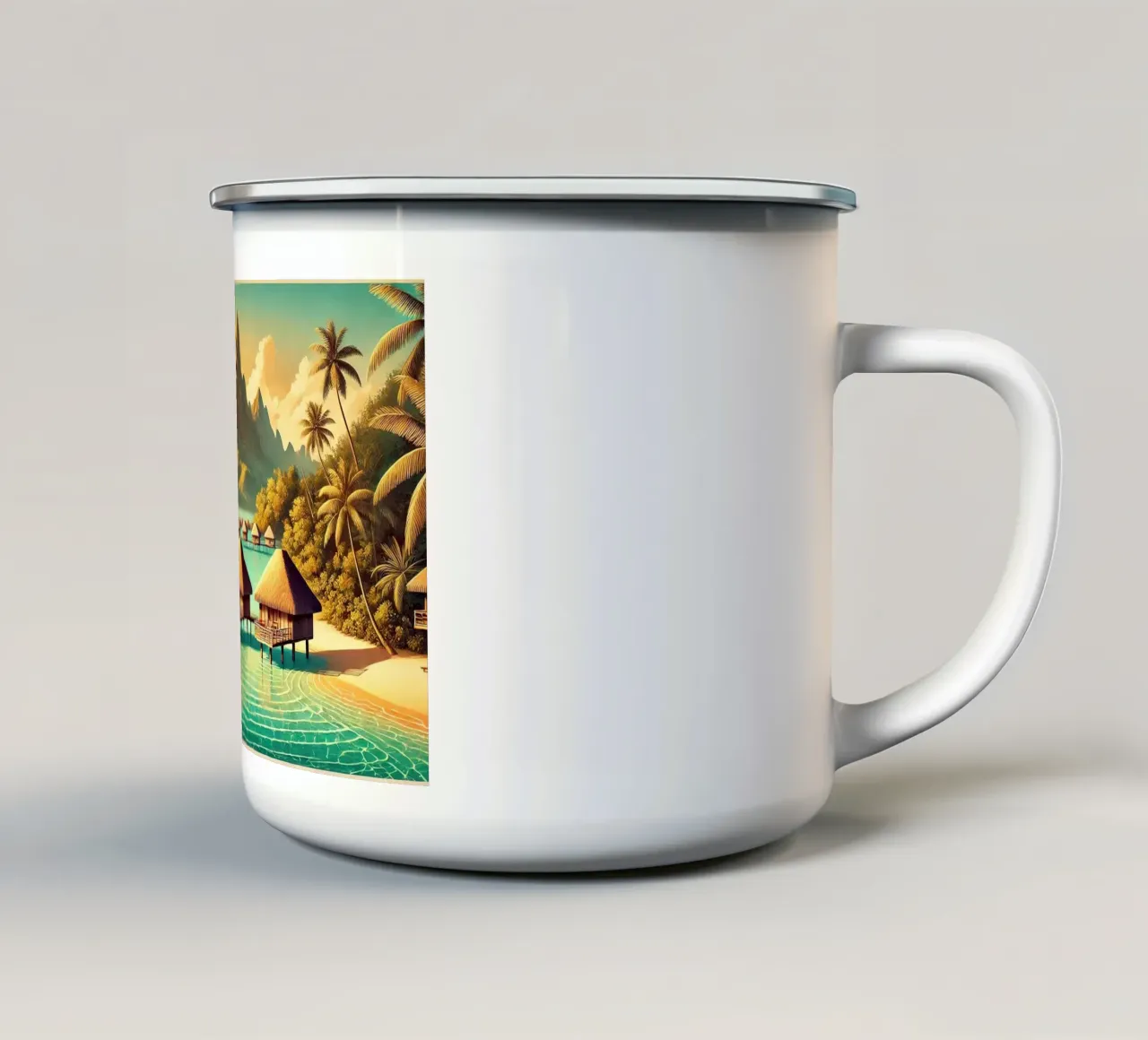 Poster d'epoca di Bora Bora, Polinesia francese tazza in smalto da Wanderlust Vibes