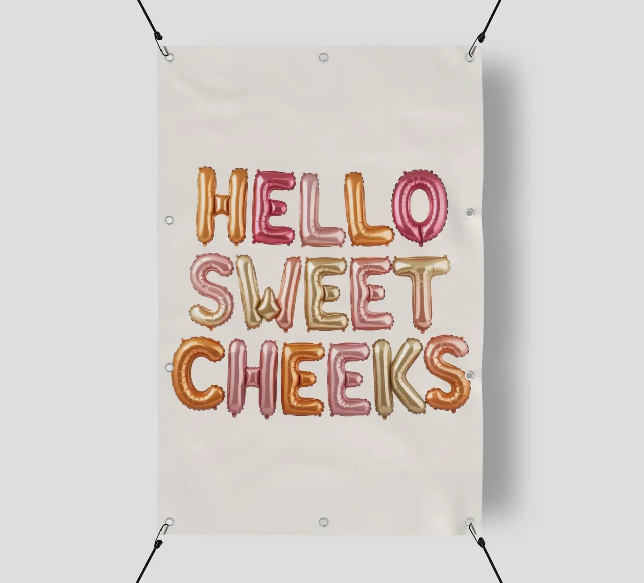 Hello Sweet Cheeks telo in pvc da Words by Niki