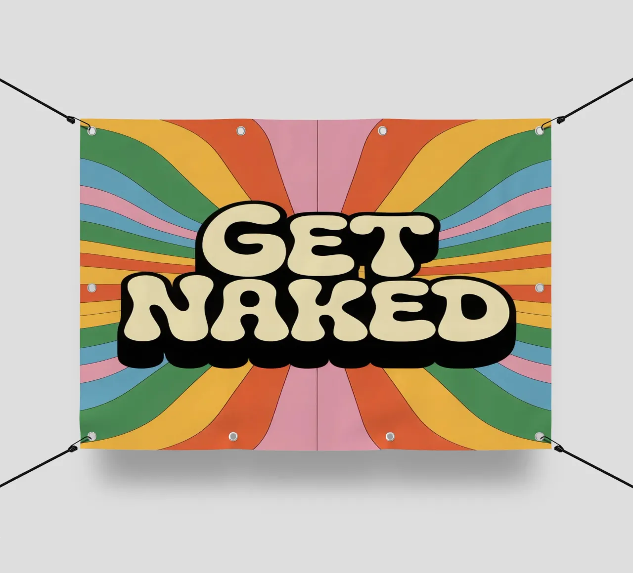 Get Naked – Psychedelic Retro Typografie telo in pvc da Words by Niki