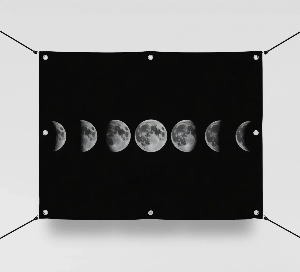 Fasi lunari in bianco e nero - Ciclo lunare telo in pvc da Plain Thoughts