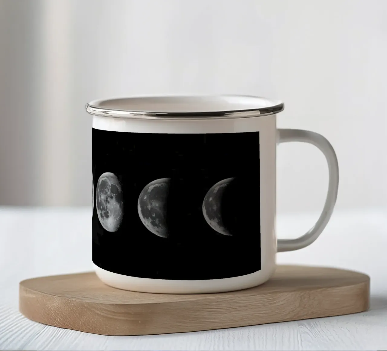 Fasi lunari in bianco e nero - Ciclo lunare tazza in smalto da Plain Thoughts