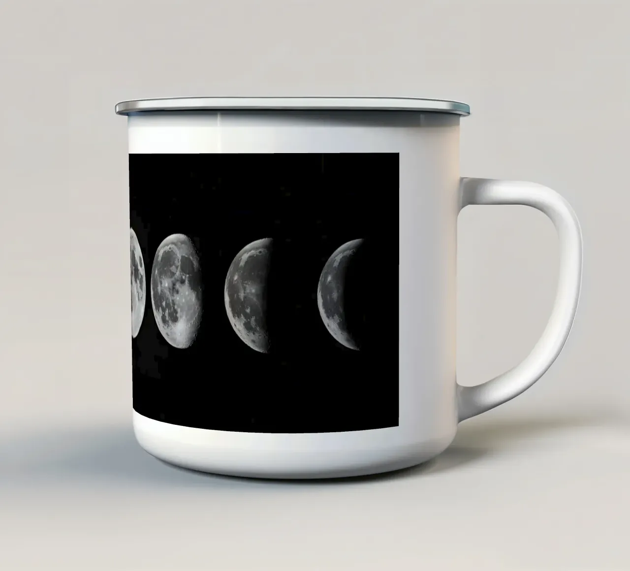 Fasi lunari in bianco e nero - Ciclo lunare tazza in smalto da Plain Thoughts