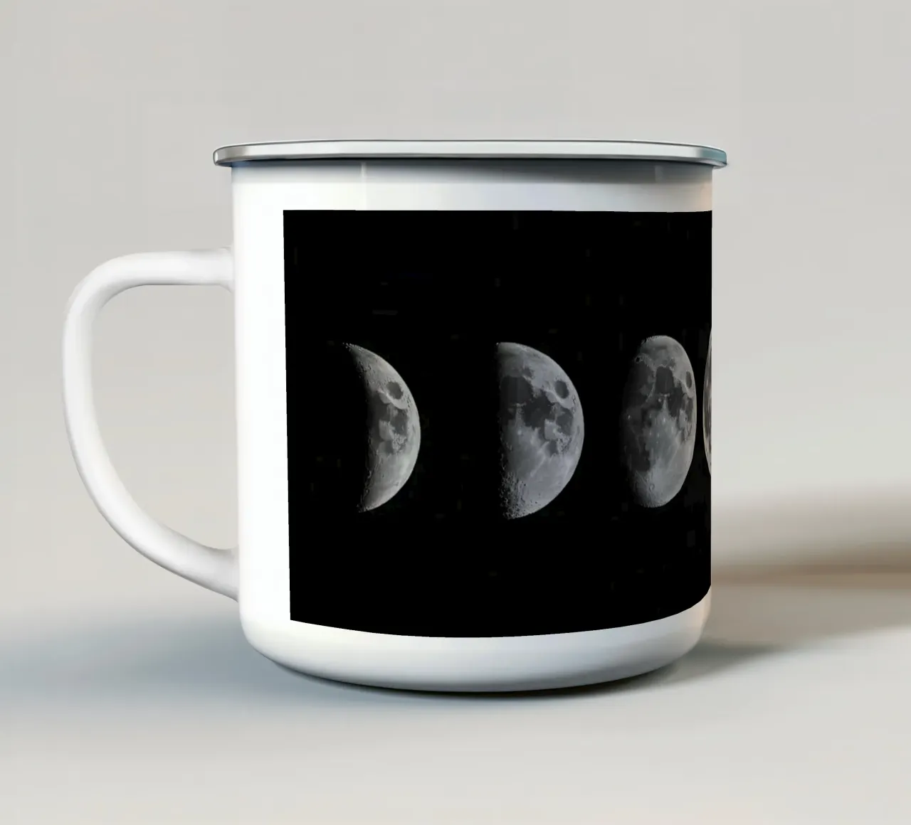 Fasi lunari in bianco e nero - Ciclo lunare tazza in smalto da Plain Thoughts