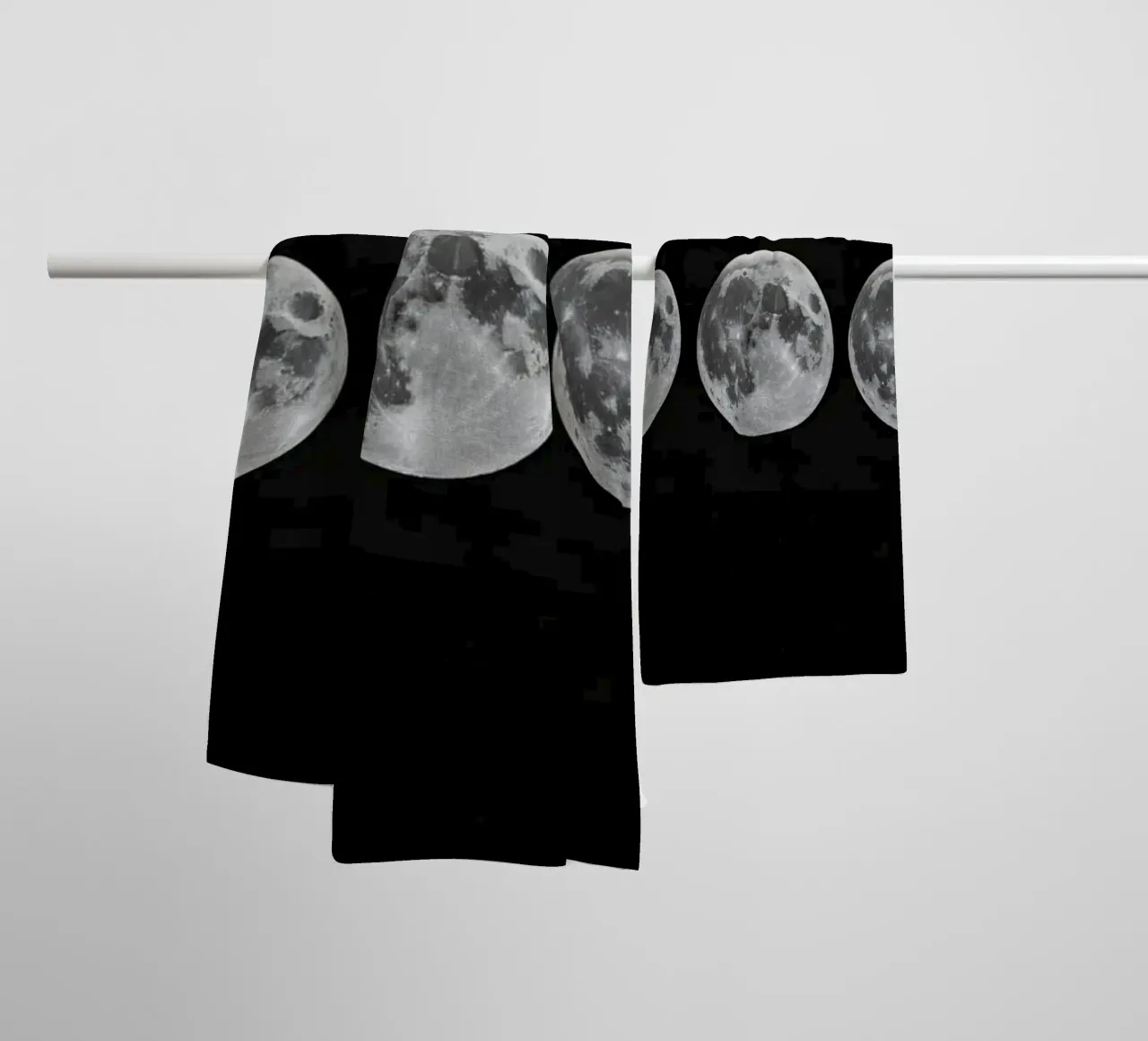 Fasi lunari in bianco e nero - Ciclo lunare asciugamano da bagno da Plain Thoughts