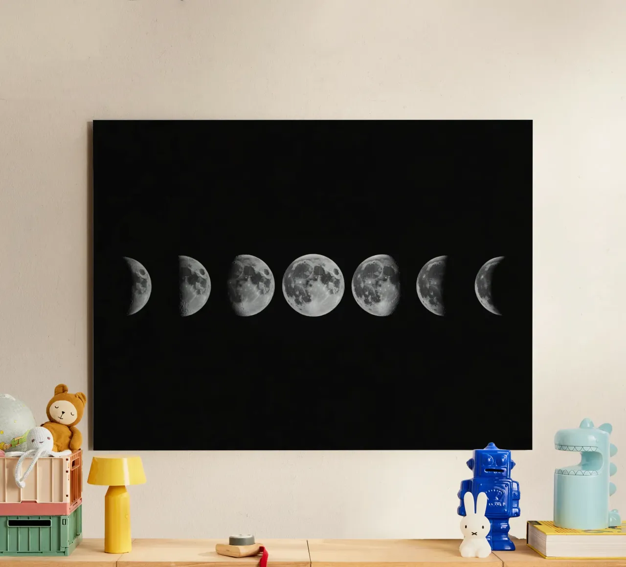 Fasi lunari in bianco e nero - Ciclo lunare alluminio dibond da Plain Thoughts